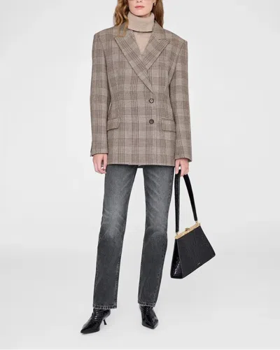 Anine Bing Asymmetric Prince Of Wales Jacket Women In Gray