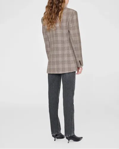 Anine Bing Asymmetric Prince Of Wales Jacket Women In Gray