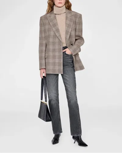 Anine Bing Asymmetric Prince Of Wales Jacket Women In Gray