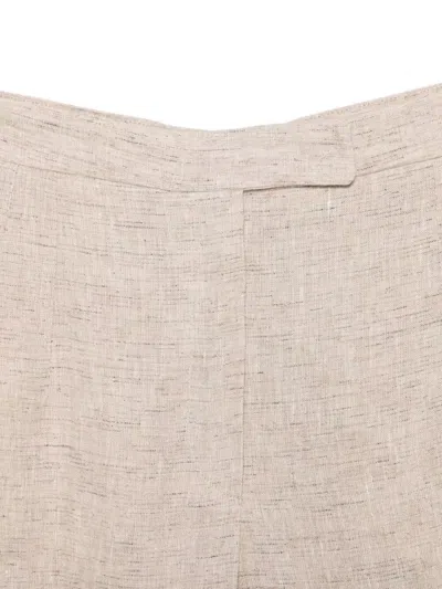Emporio Armani Linen Trousers High Waist Wide Leg Textured In Neutral