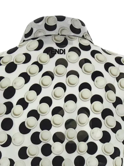 Fendi Cropped Top Dot Pattern Collared Sleeveless In Gray