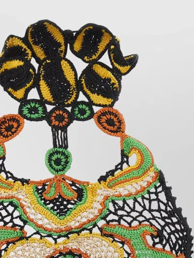 Etro Cotton Crop Top With Crochet-effect Floral Pattern In Multi