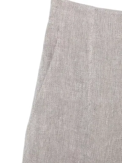 Emporio Armani Linen Wide Leg Textured Trousers In Gray