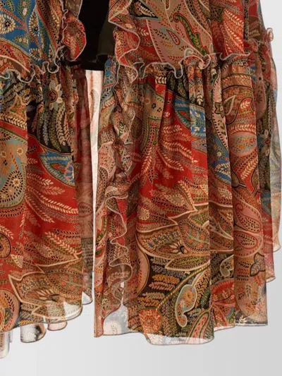 Etro Paisley Print Ruffle Silk Chiffon Maxi Skirt In Multi