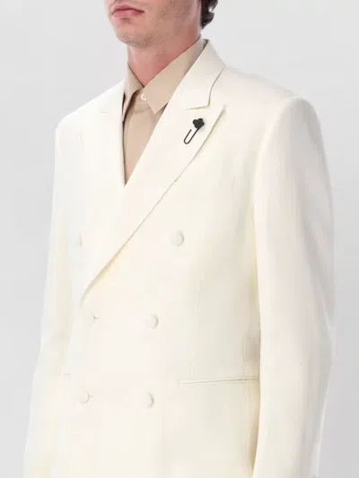 Lardini Soiree Double Breasted Six Button Jacket In White