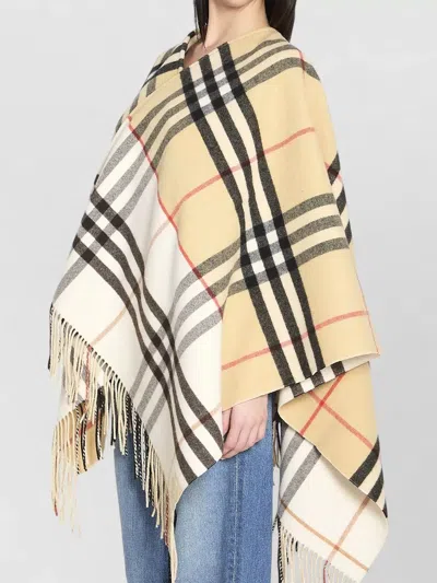 Burberry Check Pattern Cape Open Front Design In Animal Print
