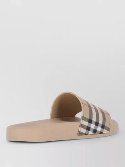 Burberry Slide Sandals Heel Open Toe Patterned Strap