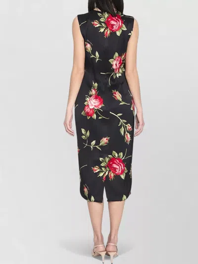 Dolce & Gabbana Women Black Dress With All-over Floral Print In Silk Woman In Multi