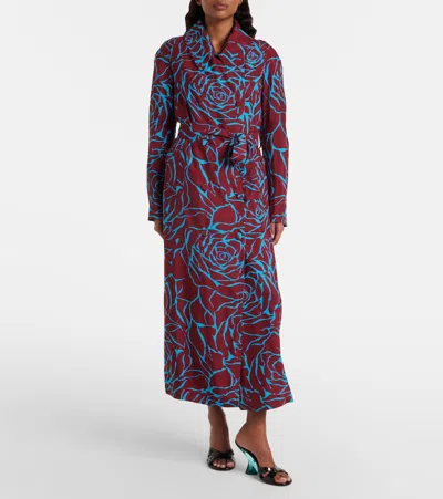 Dries Van Noten Printed Twill Coat In Brown