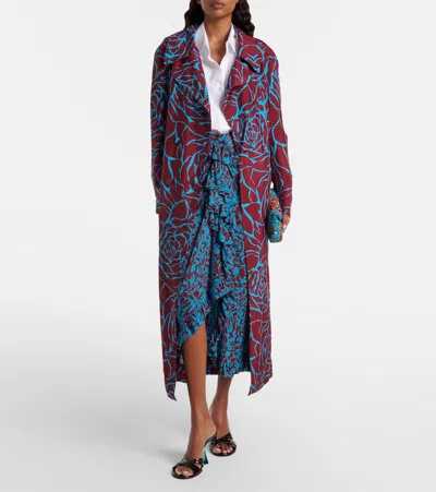Dries Van Noten Printed Twill Coat In Brown