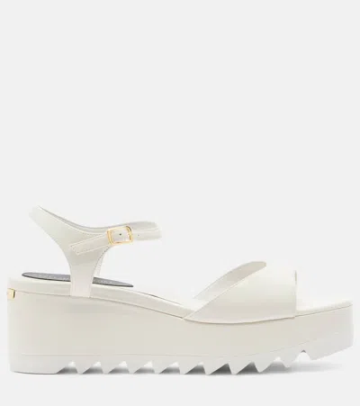 Stella Mccartney White Ankle-strap Wedges In Neutral