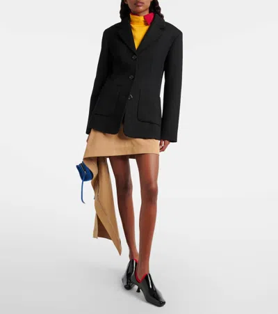 Loewe Womens Beige Draped-side Asymmetric-hem Cotton-blend Mini Skirt In Multi