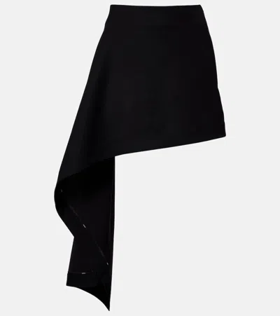 Loewe Womens Black Draped-side Asymmetric-hem Cotton-blend Mini Skirt In Black