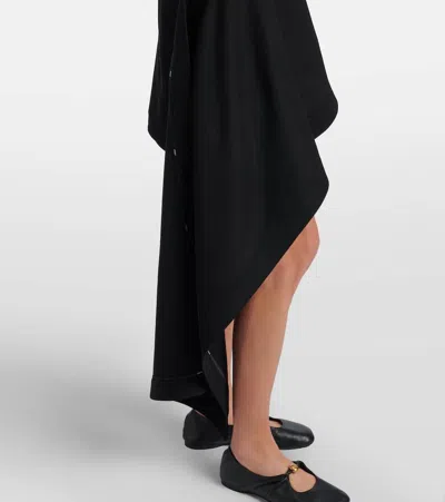 Loewe Womens Black Draped-side Asymmetric-hem Cotton-blend Mini Skirt In Black