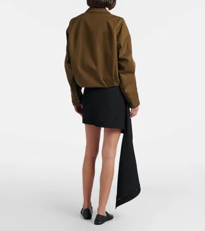Loewe Womens Black Draped-side Asymmetric-hem Cotton-blend Mini Skirt In Black