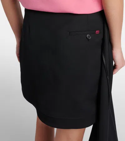 Loewe Womens Black Draped-side Asymmetric-hem Cotton-blend Mini Skirt In Black