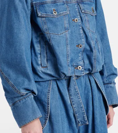 Loewe Cropped Denim Jacket With Wide Sleeves In Blue