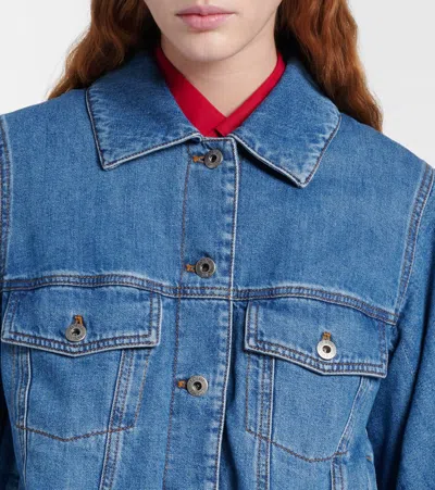 Loewe Cropped Denim Jacket With Wide Sleeves In Blue