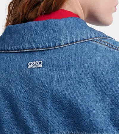 Loewe Cropped Denim Jacket With Wide Sleeves In Blue