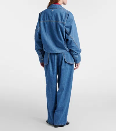 Loewe Womens Light Blue Side-flap Balloon-leg High-rise Jeans