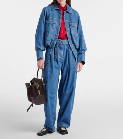 Loewe Womens Light Blue Side-flap Balloon-leg High-rise Jeans