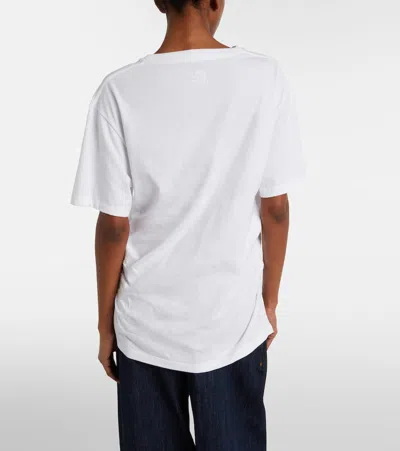 Loewe Womens White Brand-print Relaxed-fit Woven T-shirt