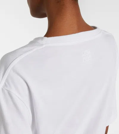 Loewe Womens White Brand-print Relaxed-fit Woven T-shirt