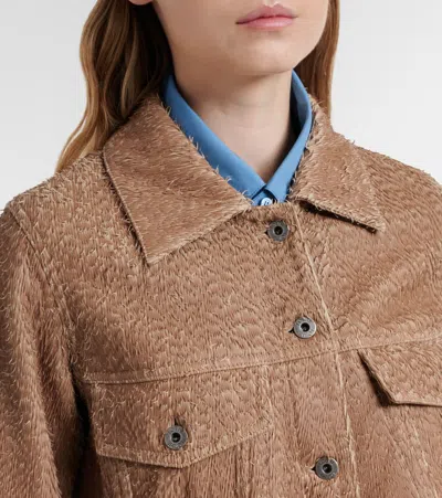 Loewe Fringed Leather Balloon Jacket In Brown