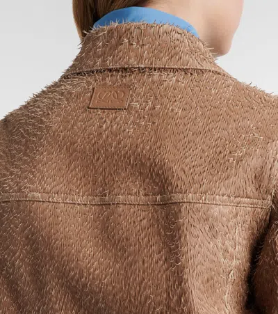Loewe Fringed Leather Balloon Jacket In Brown
