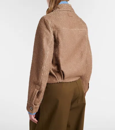 Loewe Fringed Leather Balloon Jacket In Brown