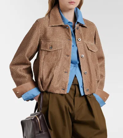 Loewe Fringed Leather Balloon Jacket In Brown