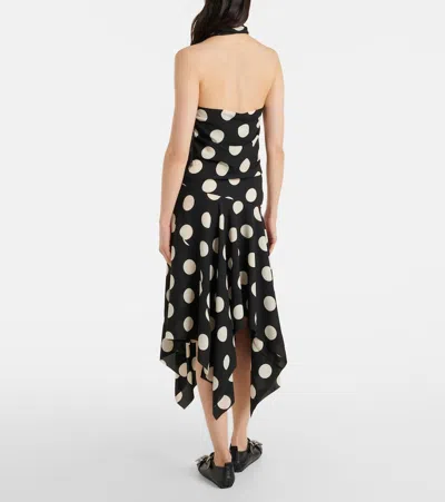 Junya Watanabe Polka Dot Halter Midi Dress Asymmetric Lace In Multi
