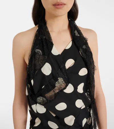 Junya Watanabe Polka Dot Halter Midi Dress Asymmetric Lace In Multi
