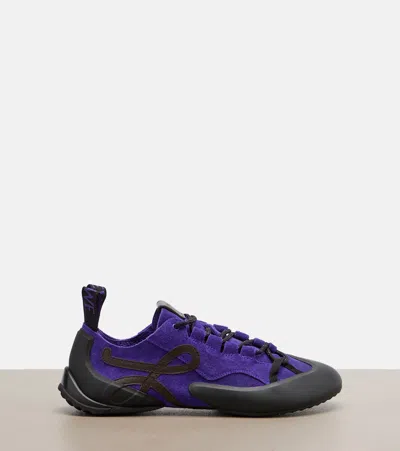 Loewe Suede Grip Sneakers Pull Tab Rubber Sole In Multi