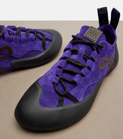 Loewe Suede Grip Sneakers Pull Tab Rubber Sole In Multi