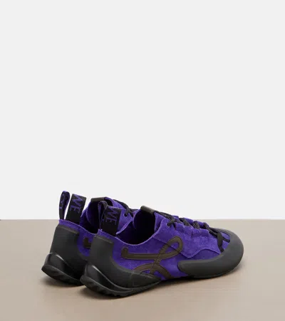 Loewe Suede Grip Sneakers Pull Tab Rubber Sole In Multi
