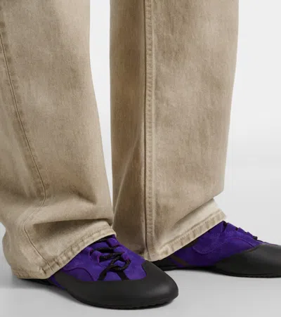 Loewe Suede Grip Sneakers Pull Tab Rubber Sole In Multi
