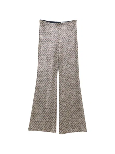 Siyu Tallis Patterned Flared Trousers In Gray