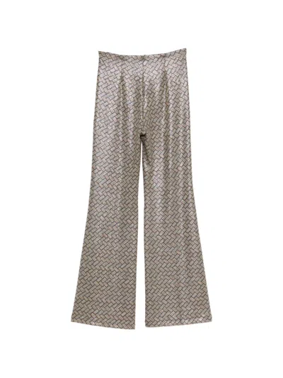 Siyu Tallis Patterned Flared Trousers In Gray