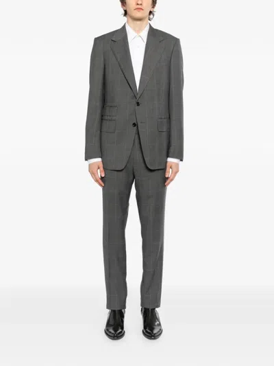 Tom Ford Checked Suit In Gray