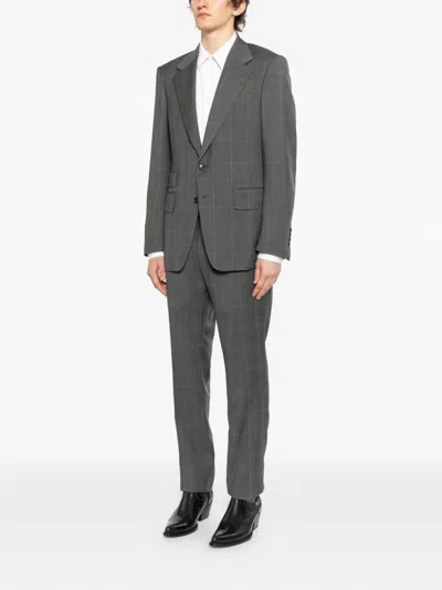 Tom Ford Checked Suit In Gray