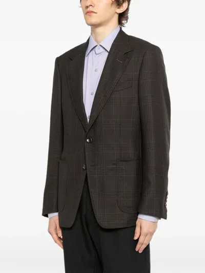 Tom Ford Plaid Blazer In Black