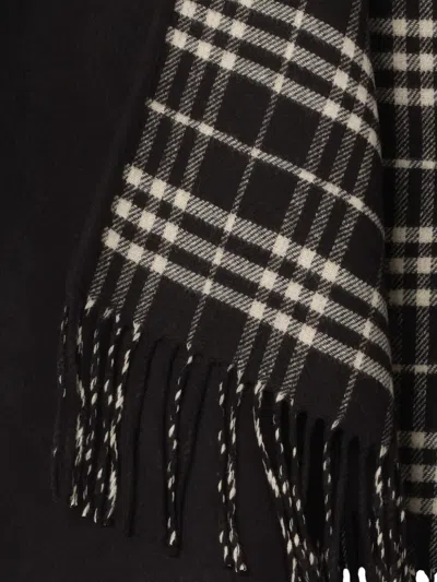 Burberry Reversible Check Wool Cape In Black