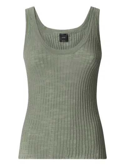 Pinko Ribbed Tank Top In Green