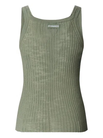 Pinko Ribbed Tank Top In Green