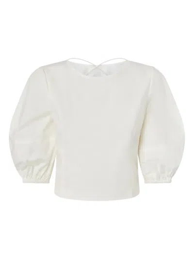 Pinko White Solid Round Neck Top In White