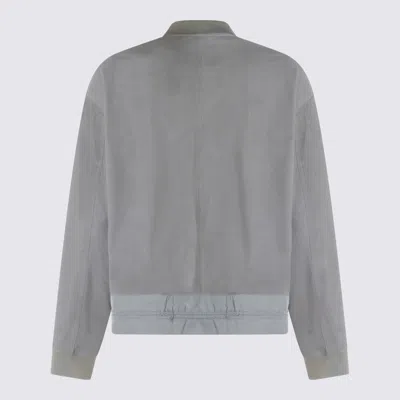 Moorer Grey Leather Jacket In Gold