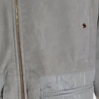 Moorer Grey Leather Jacket In Gold