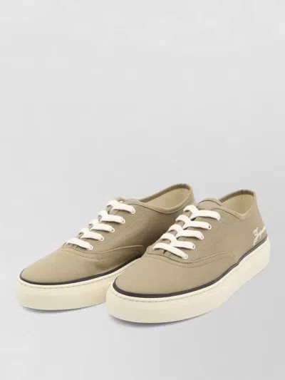 Jacquemus Cotton Low-top Sneakers With Embroidered Logo In Brown