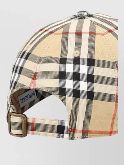 Burberry Cotton Cap Curved Brim Check Pattern In Multi